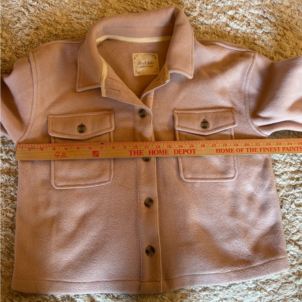 Altar’d State Women's Light Pink Button Up Cropped Fleece Jacket Size Large - Picture 6 of 9